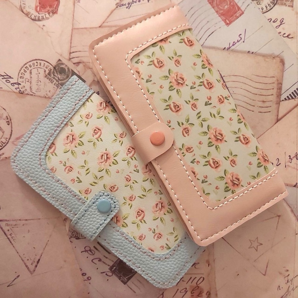 Handmade faux leather Floral Wallet